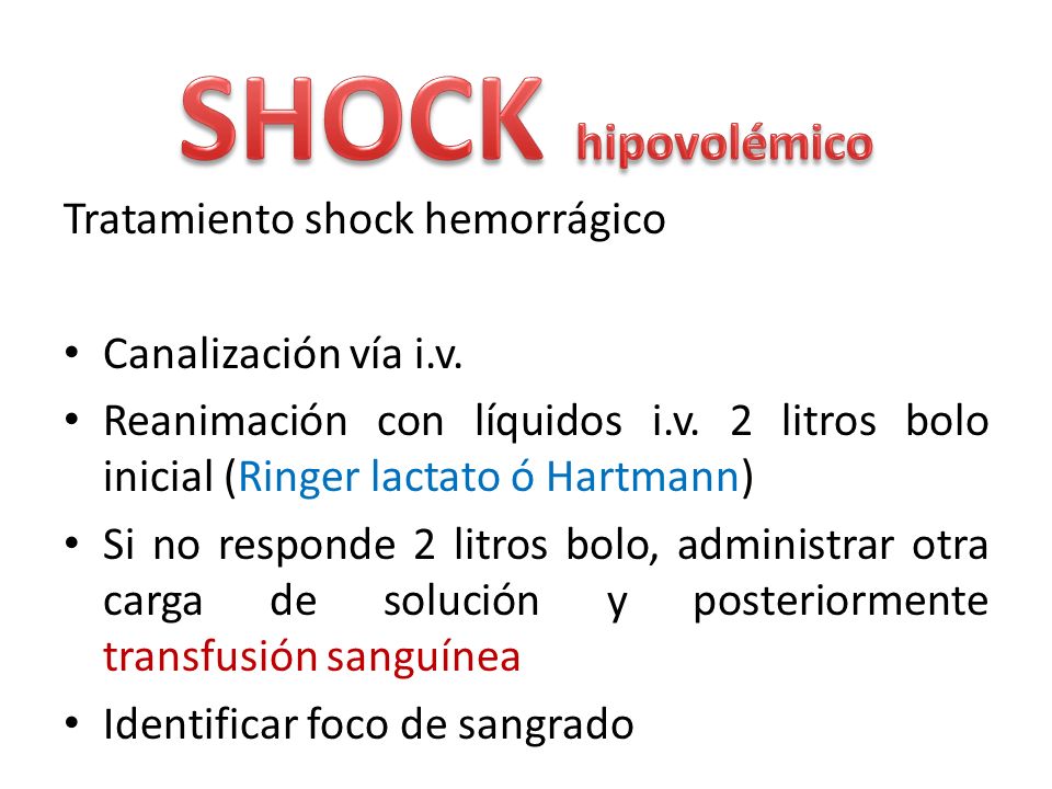 Shock hipovolemico tratamiento